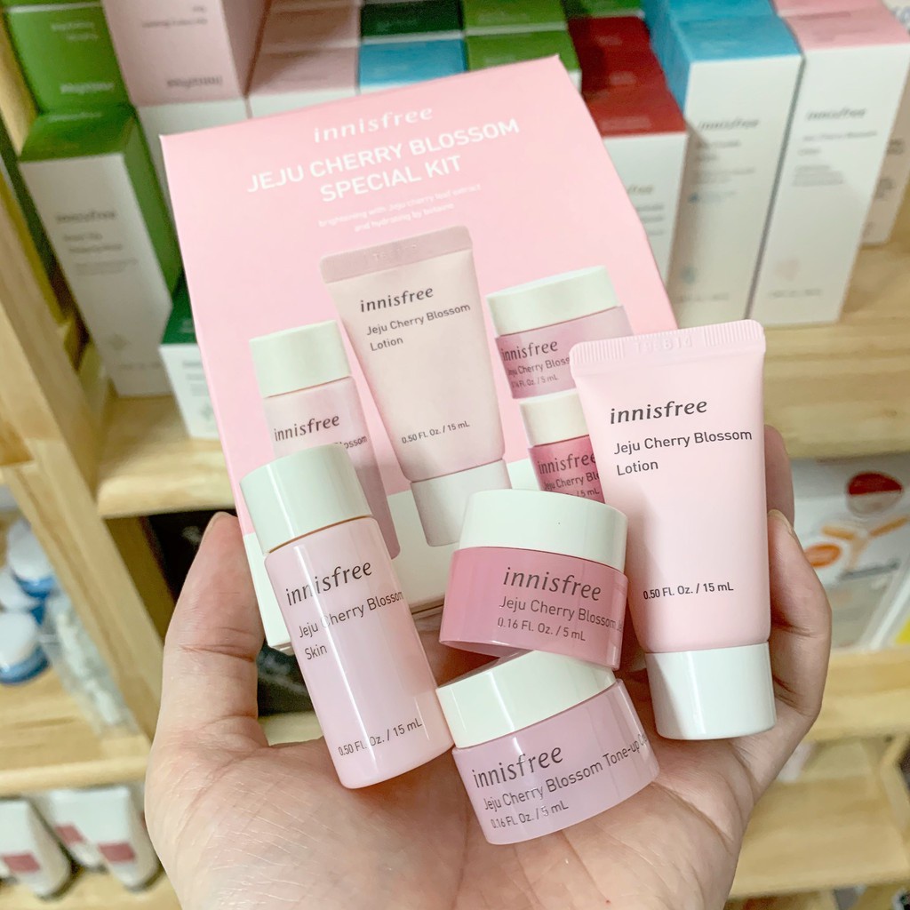 Bộ dưỡng da innisfree hoa anh đào, set innisfree mini cheryy blossom dưỡng trắng da