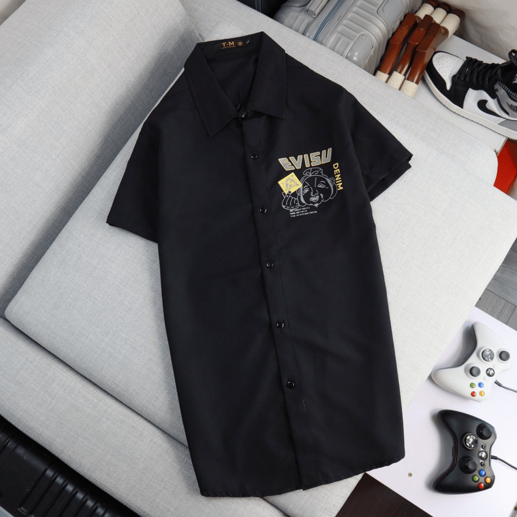 Áo Sơ Mi Nam Tay Ngắn Phối Họa Tiết Trẻ Trung Chất Kate Mịn Mát Form Chuẩn Soái Ca Mặc Thoải Mái [NEW UNISEX]