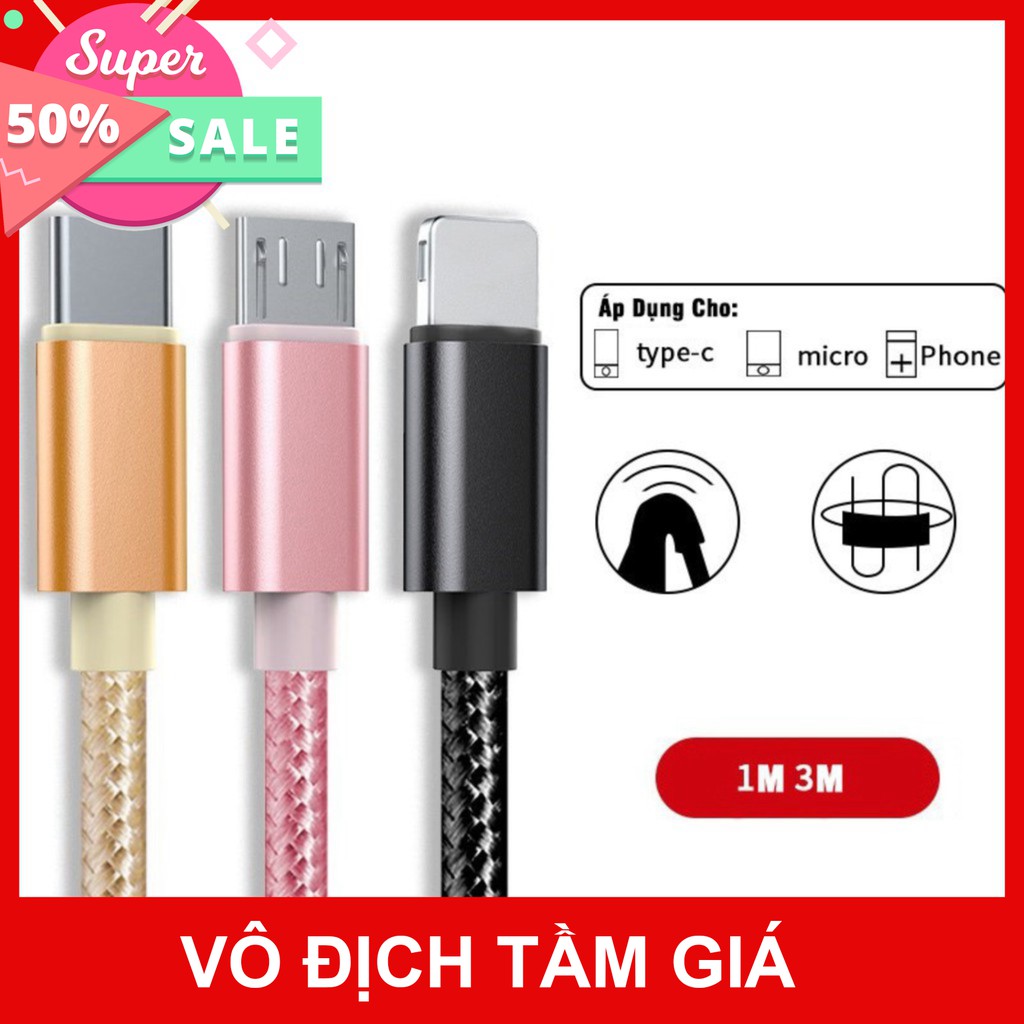 Dây Cáp Sạc Iphone Dây Dù Lightning dài  3m Cho Phụ Kiện Tai nghe Bluetooth Airpods i12 Pin Dự Phòng Awifi L2-3  gi mua 