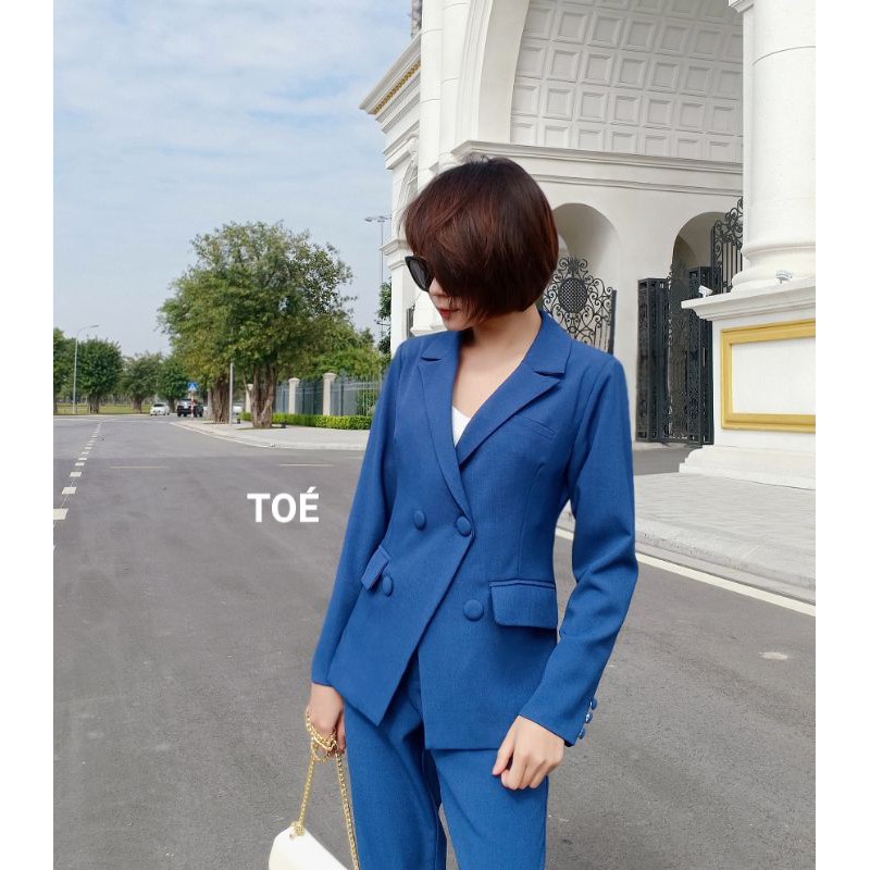 Vest chiết eo nhẹ màu xanh | BigBuy360 - bigbuy360.vn