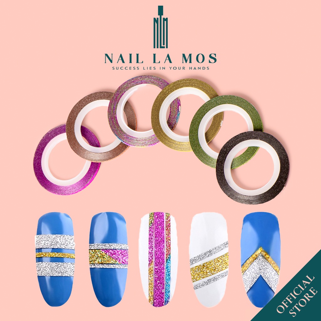 Set cuộn line nails - Dây line kim tuyến nhũ trang trí móng tay màu sắc đa dạng