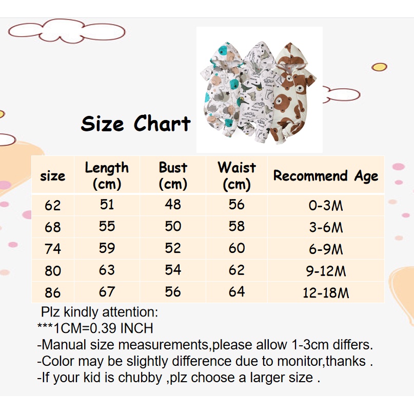 Áo liền quần MIKRDOO liền mảnh tay ngắn có nón hình con vật cho bé sơ sinh từ 0-18 tháng tuổi