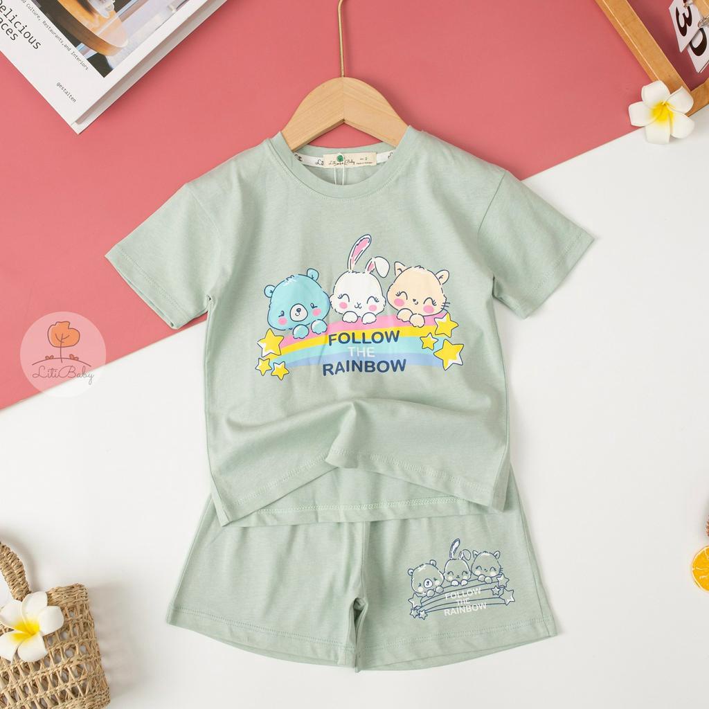 Bộ thun cộc tay cho bé gái 10-23kg hãng LITIBABY . Chất cotton siêu mềm mát