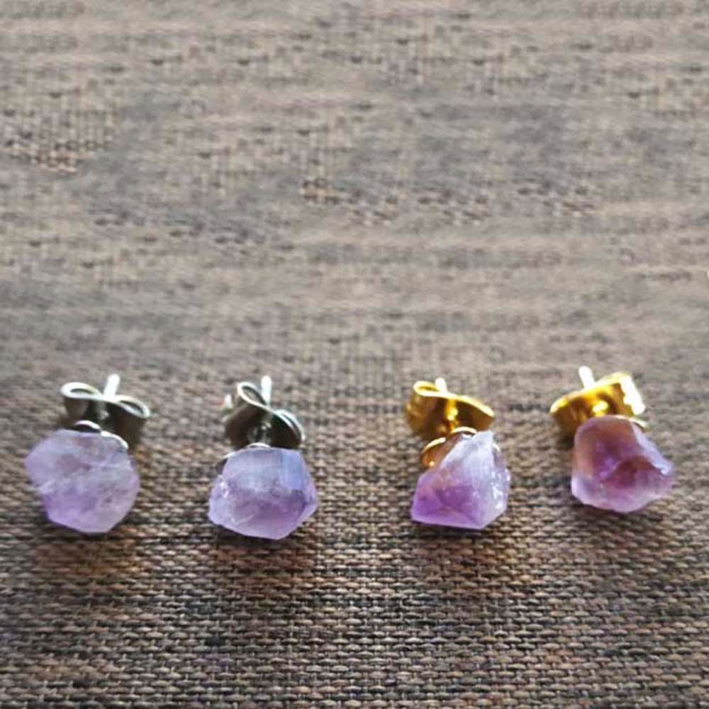 Hoa tai đính đá thạch anh tím đơn giản phong cách Hàn Quốc sang trọng dành cho nữ