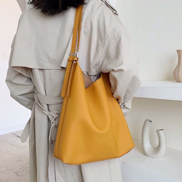 Túi tote da Ulzzang cho nữ đựng vừa A4 đeo vai đi học đi làm có tặng kèm túi nhỏ