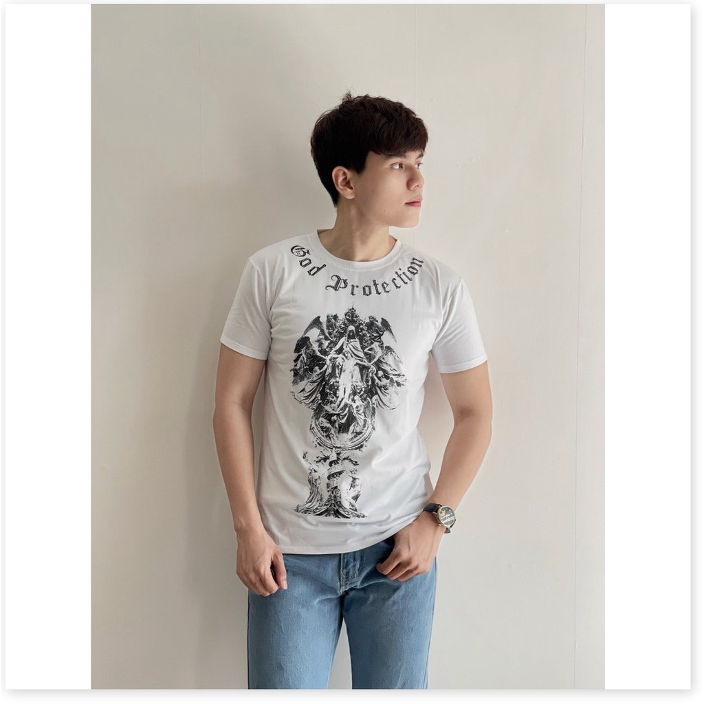 ÁO THUN CỔ TRÒN THIẾT KẾ HOA TIẾT SIÊU NGẦU,CHẤT LIỆU VÃI THOÁNG MÁT LANA FASHION