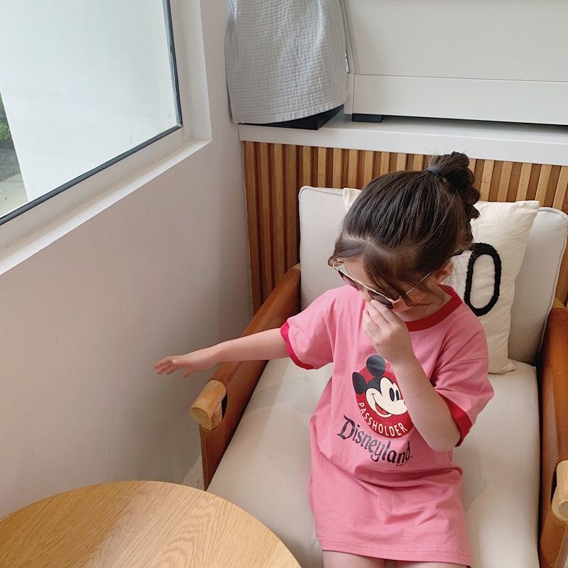 Đầm Thun bông Tay Ngắn Phong Cách Hàn Quốc Mới Dành Cho Bé Gái 1-8 Tuổi