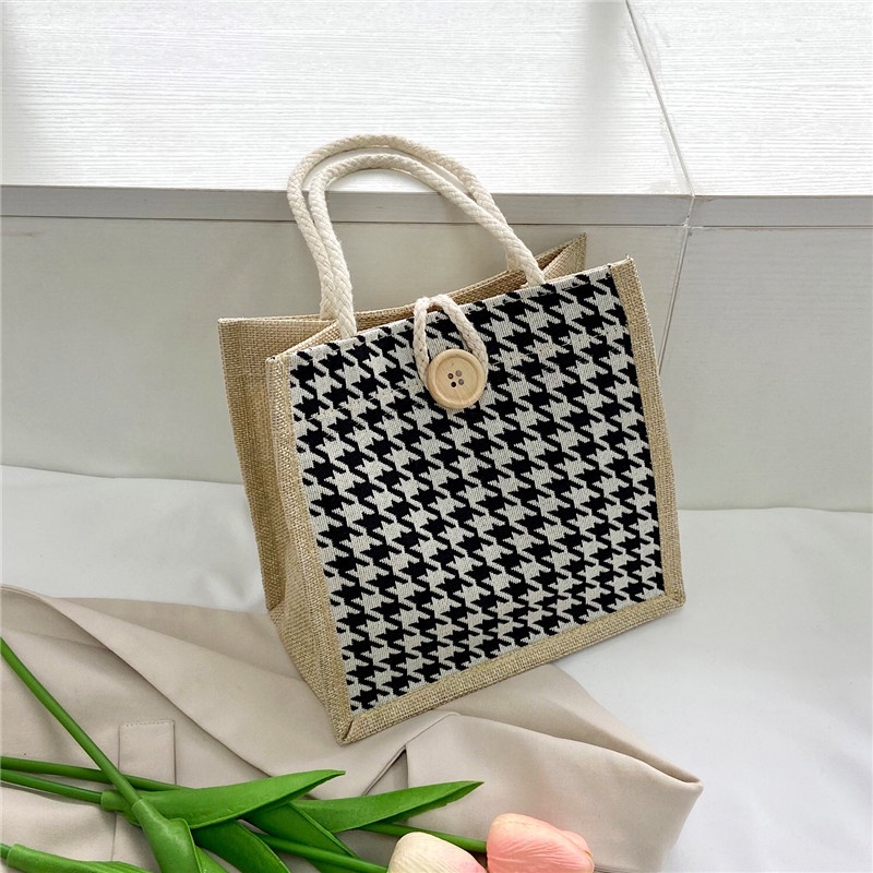 Túi tote vải lanh mini in họa tiết phong cách Nhật Bản thời trang cho nữ