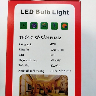Bóng Đèn LED bulb 40W E27 (Ánh sáng trắng) CÔNG SUẤT CAO