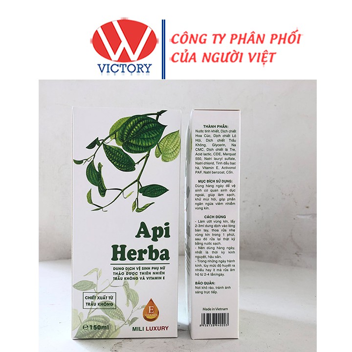 Dung dịch vệ sinh phụ nữ Api Herba - Chiết xuất từ trầu không và vitamin E -  Chai 150ml - Victorypharmacy