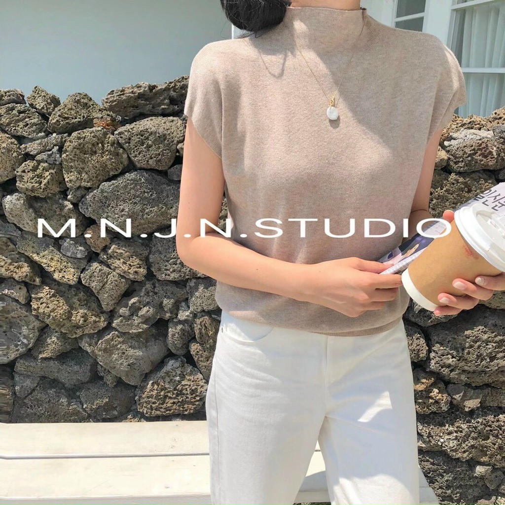 Áo len ngắn tay kiểu cổ cao Ulzzang (hàng QC) - Có sẵn