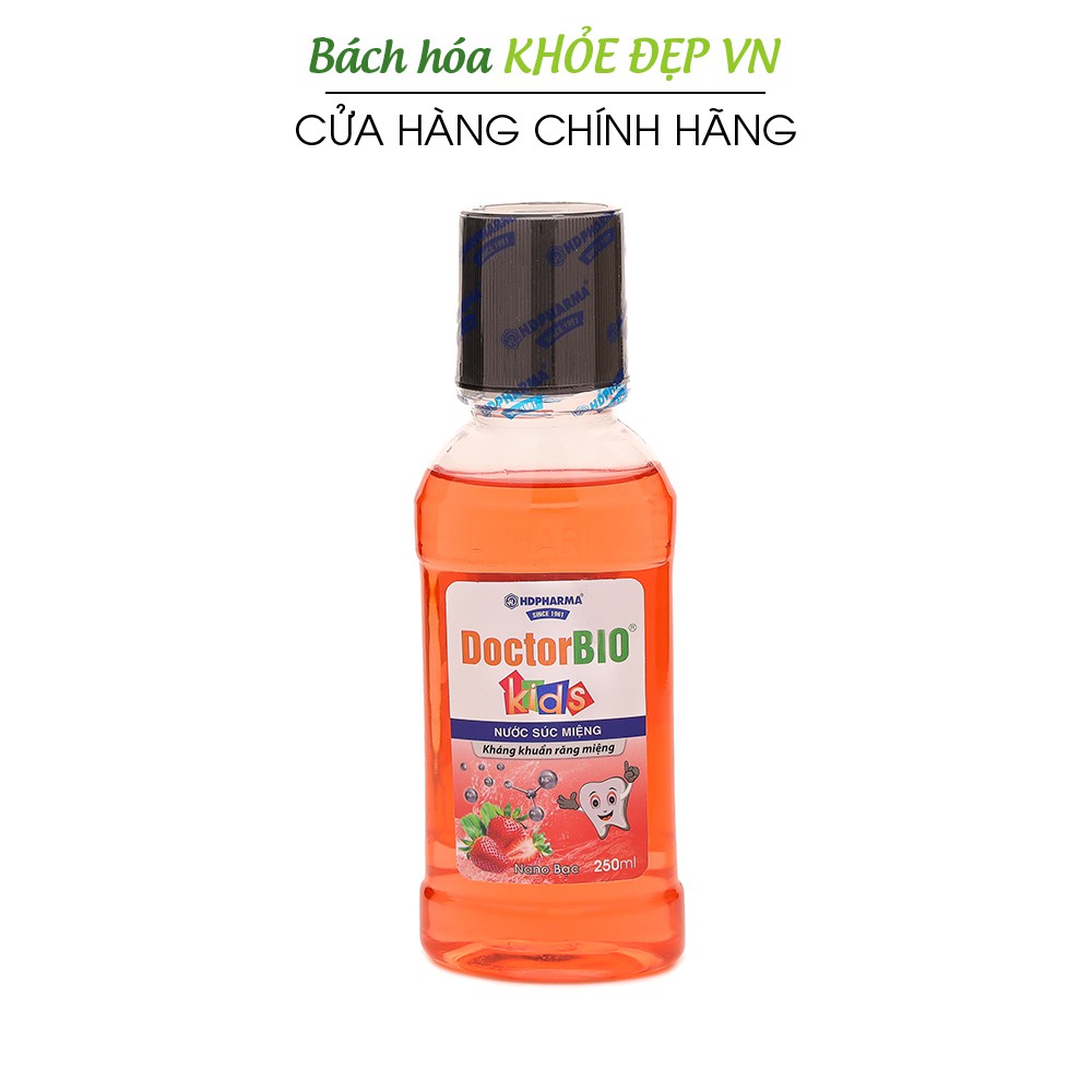 Nước súc miệng trẻ em DoctorBio Kids Nano Bạc - Hương dâu 250ml [DoctorBio Kids Nano Bạc]