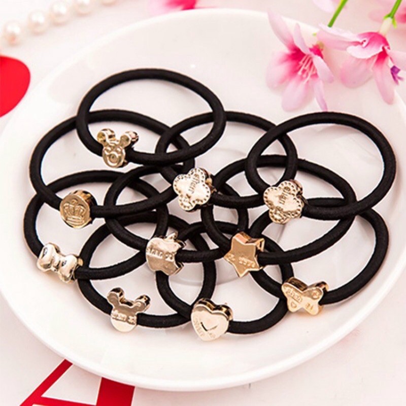 Thun buộc tóc đen đơn giản phong cách Hàn Quốc
