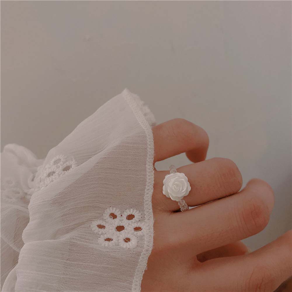 Vòng cổ/Nhẫn thun thiết kế bông hoa đơn giản trang nhã Hàn Quốc cho nữ