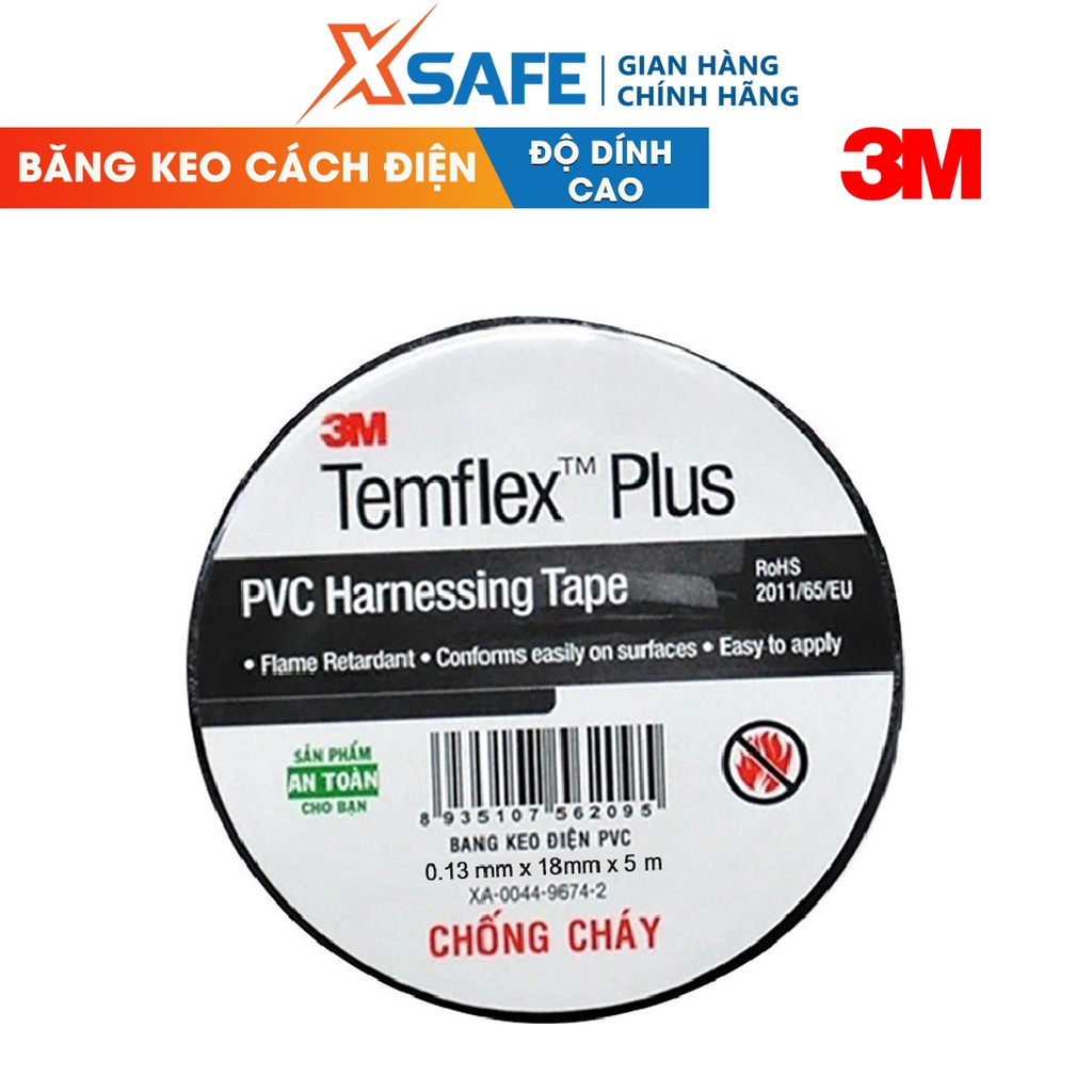 Băng keo điện chống cháy lan 3M 1505, cách điện hạ thế 1000v chống hở mép kháng ăn mòn nước - chính hãng 3M
