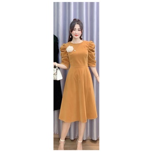 Váy Nhung Tuyết Hàn Cao Cấp Kèm Hoa Cài, 5 Gam Màu Cực Đẹp Kandy V5