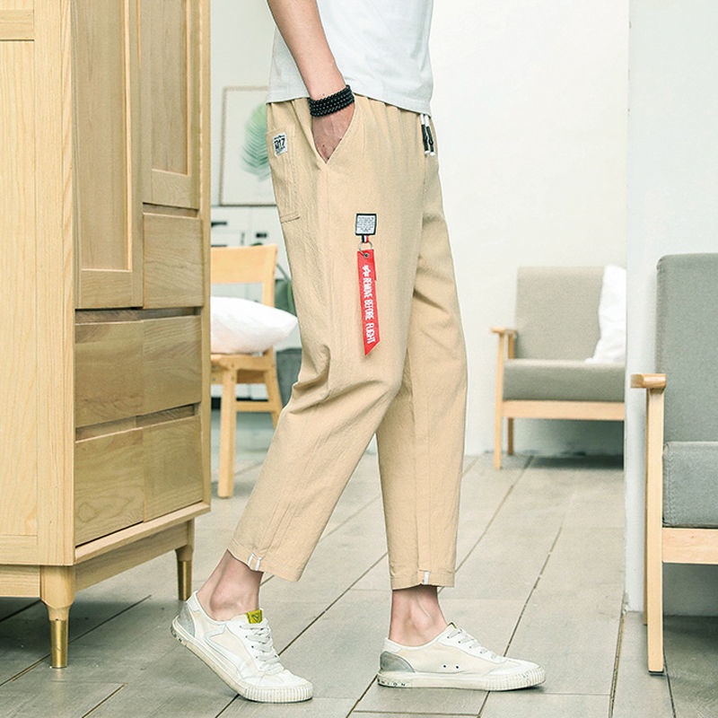 Quần Kaki Dài 9 Tấc Bằng Cotton Lanh Dễ Phối Đồ Thời Trang Cho Nam