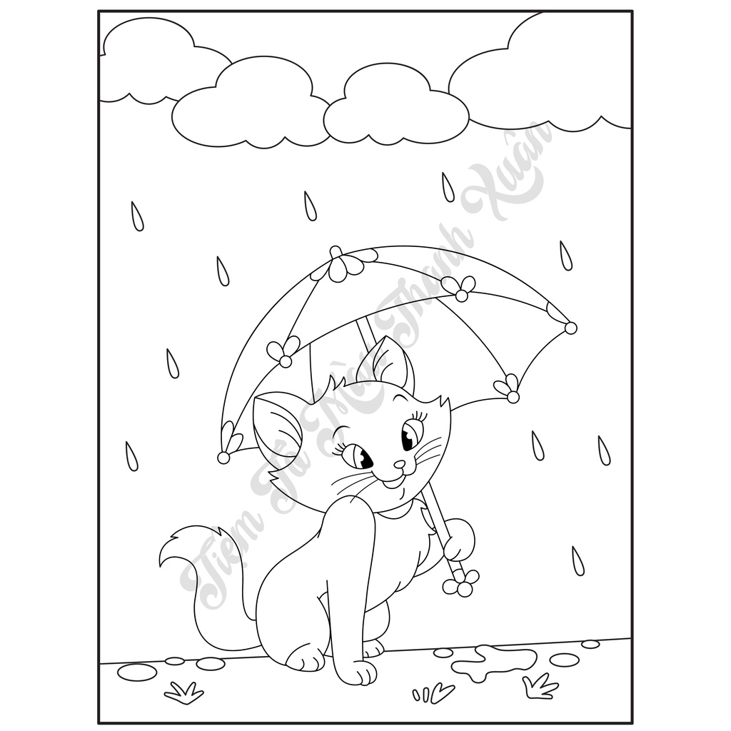 Set 30 Tờ Tranh Tô Màu Hình Mèo Cute Cho Bé Màu Sáp, Màu Chì - Tiệm Tô Màu Thanh Xuân