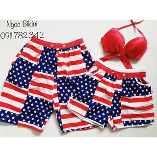 Bikini Đồ Đôi Cờ Mỹ Ô Áo Chéo Đỏ Đi Biển Đẹp Nhất