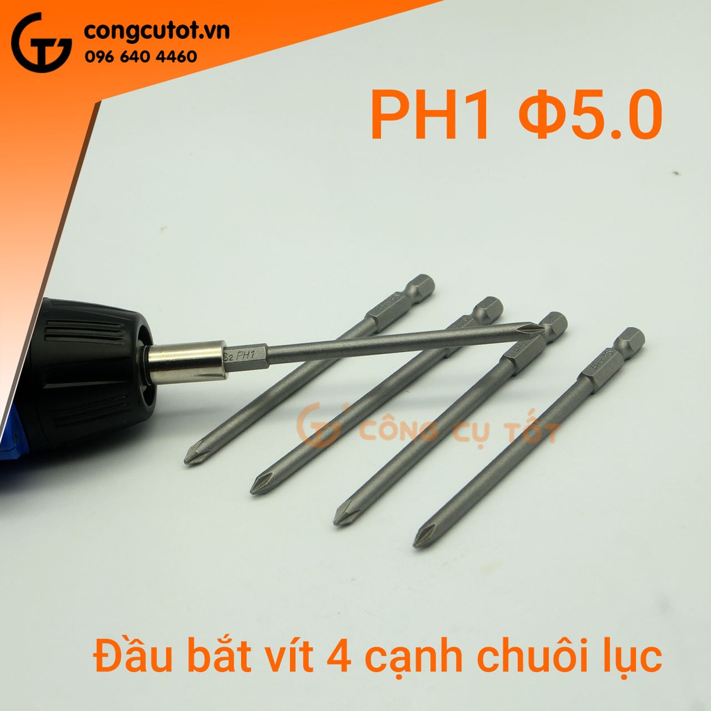 Đầu bắt vít 4 cạnh PH1 chuôi lục