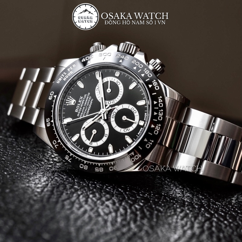 Đồng Hồ Nam Cơ Automatic Rolex Daytona 40mm Dây Kim Loại Chạy Full 6 Kim Hàng Cao Cấp Fullbox Chuẩn - Màu Đen
