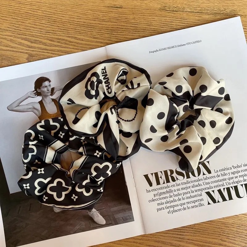 Dây Buộc Tóc Vải Satin Cỡ Lớn Phong Cách Retro Thời Trang