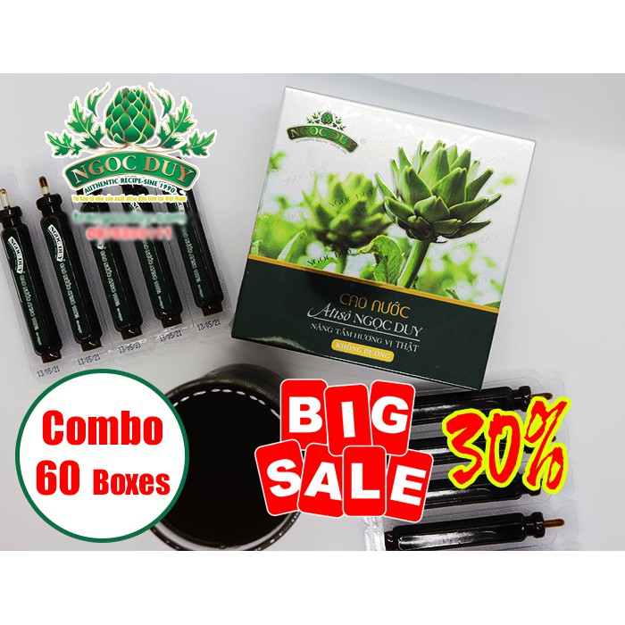BIGSALE 30% COMBO 60 HỘP CAO NƯỚC ATISO KHÔNG ĐƯỜNG