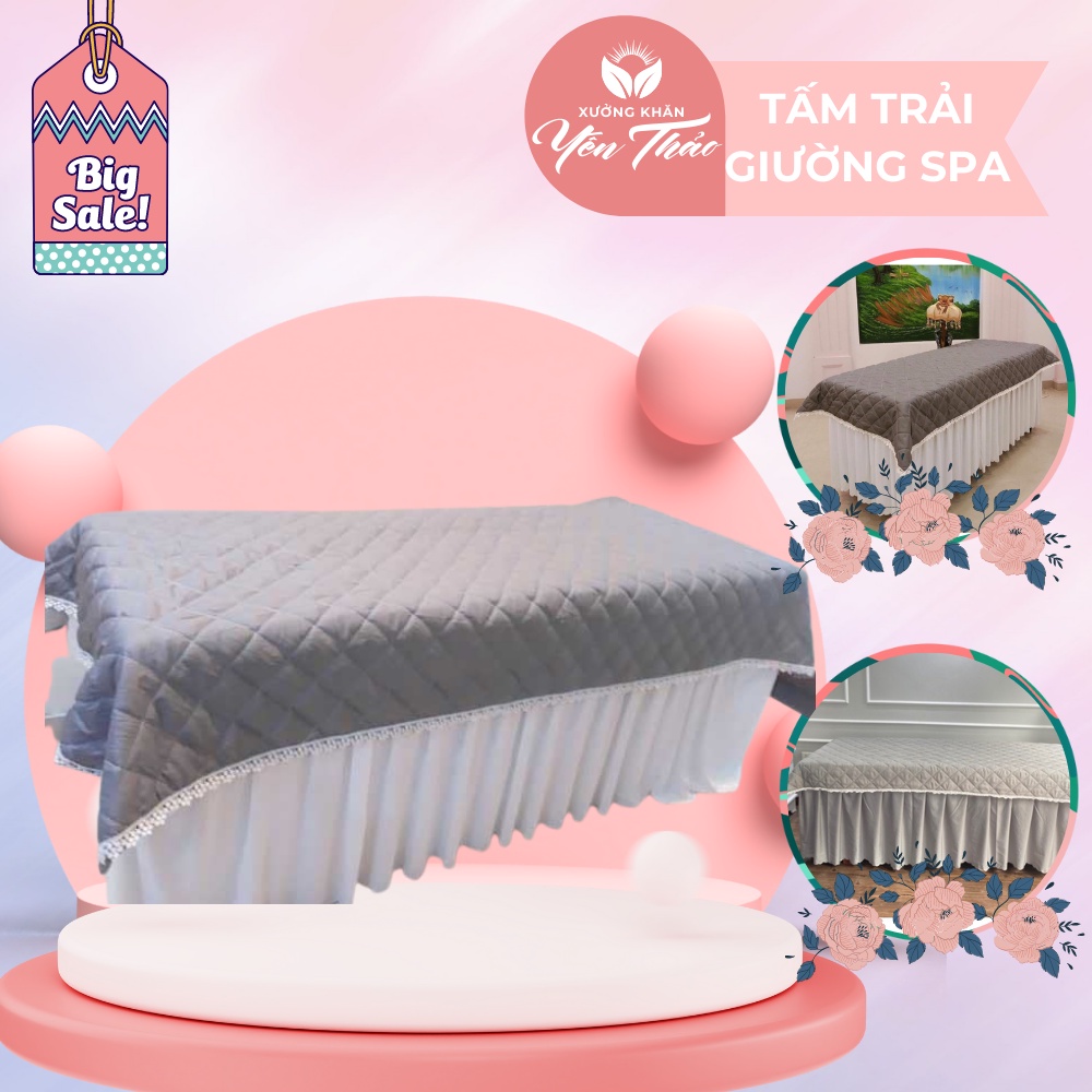 [Rẻ Vô Địch] TẤM TRẢI GIƯỜNG Trần Bông Cotton Phi Bóng cho SPA, MI, Loại Đặc Biệt Có Ren Kích Thước 110x220cm