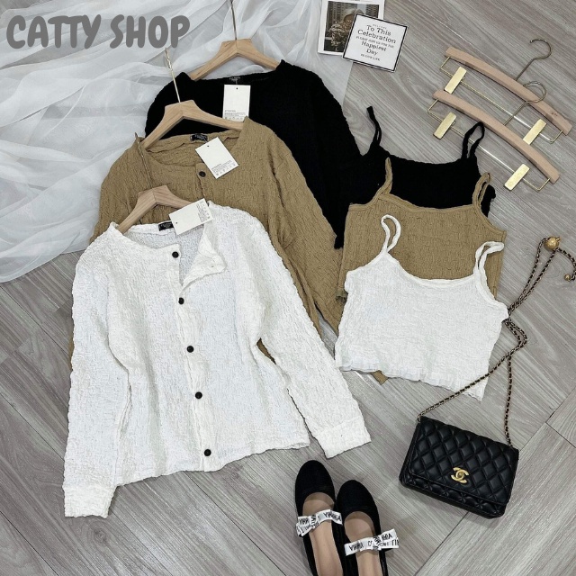 Set 2 Áo Thời Trang Nữ Len Xốp Dày Đẹp Co Giãn 4 Chiều Áo Dây Và Áo Tay Dài- Catty shop