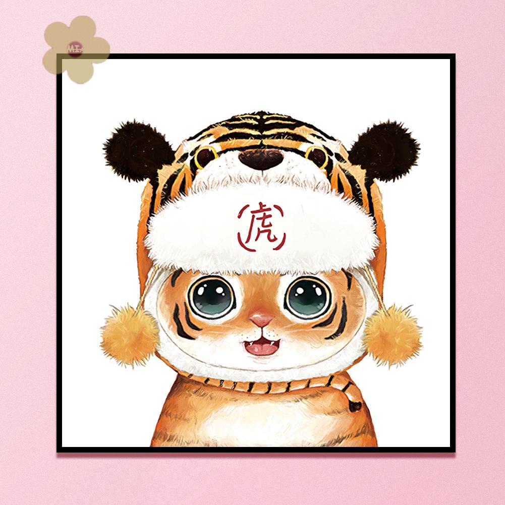Tranh thêu chữ thập 11CT 3 sợi cotton hình con hổ trang trí nhà ở tự làm