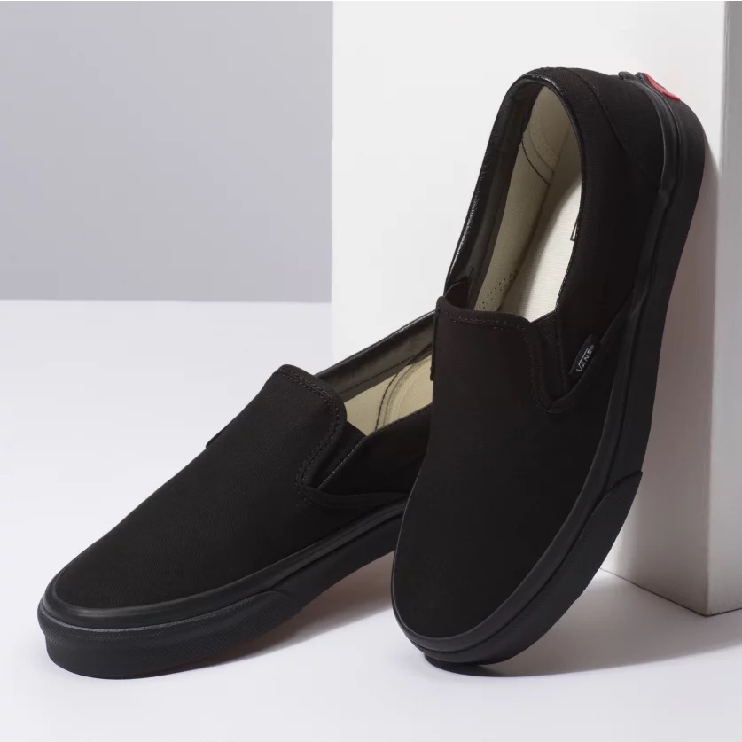 Giày SLIP ON VANS Chính Hãng Màu Đen Trơn Thời Trang Cho Nam Và Nữ