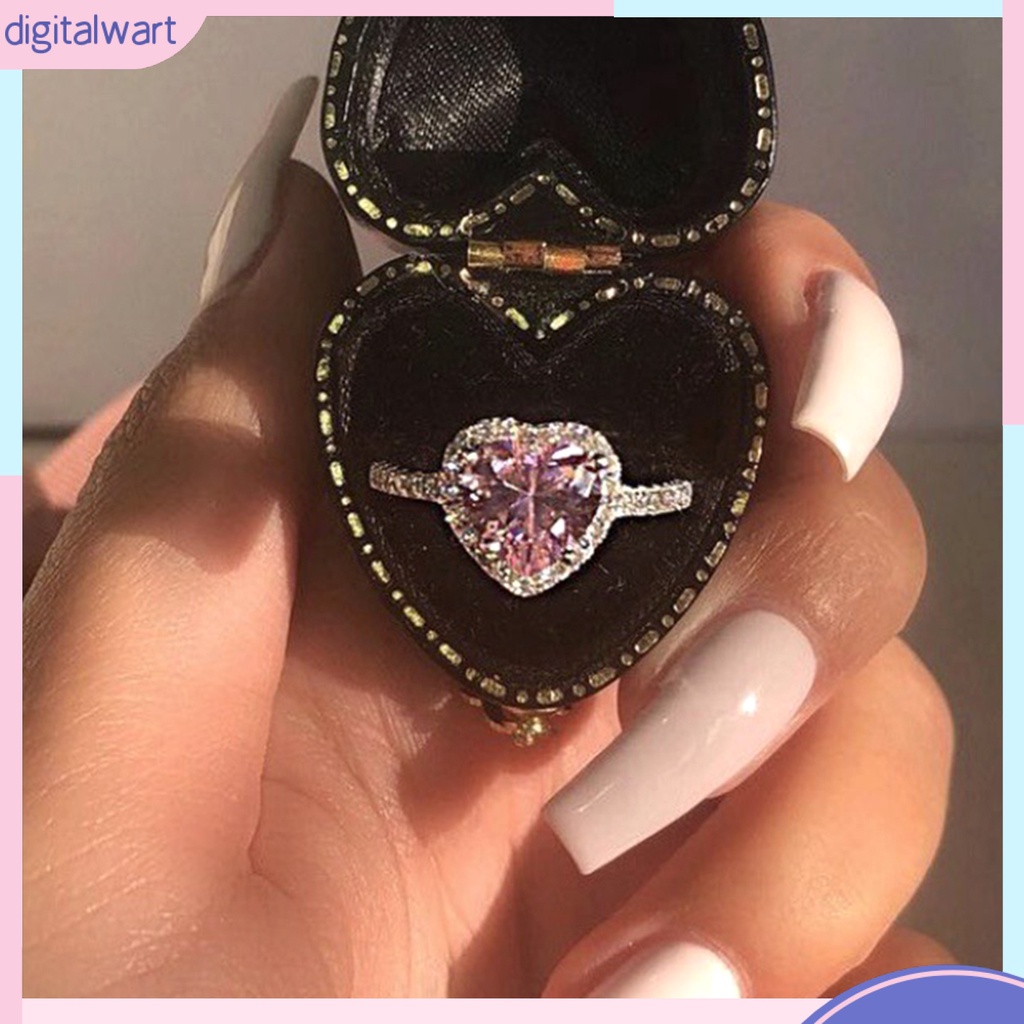 Nhẫn Mạ Bạch Kim Hình Trái Tim Đính Đá Xinh Xắn Cho Nữ