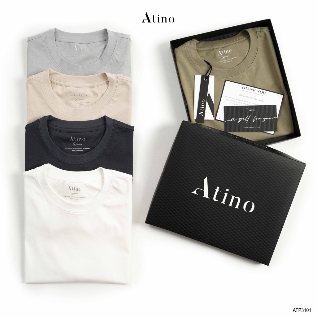 Áo Thun Nam cổ tròn ATINO vải Cotton cao cấp co giãn thoáng mát trẻ trung form regular ATP3101 Ghi | BigBuy360 - bigbuy360.vn