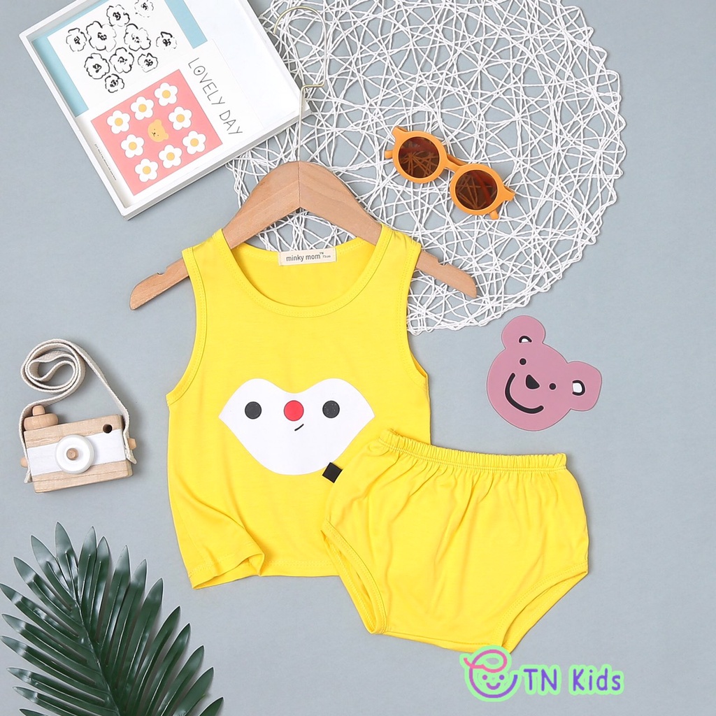 [Bé 3-15kg] Bộ ba lỗ quần chip thun lạnh mềm mịn mát cho bé trai bé gái từ 3-15kg