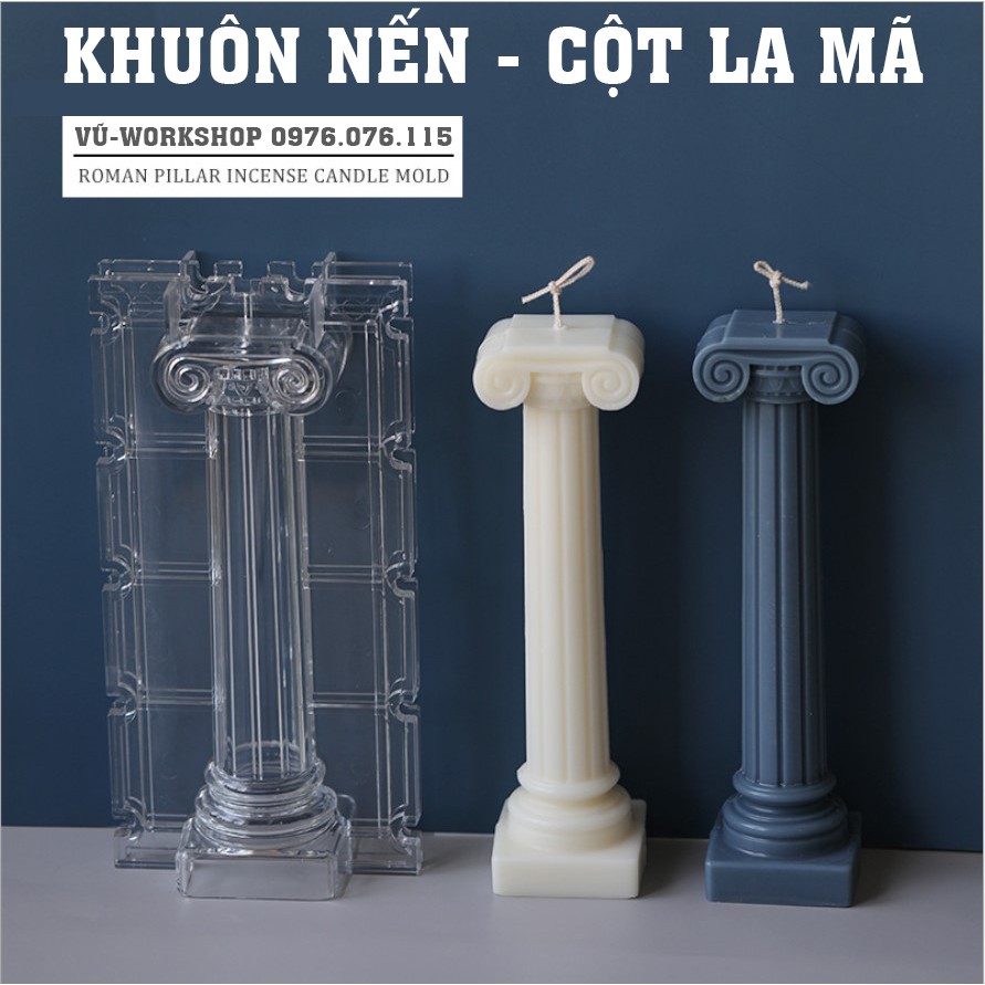 Khuôn nến - Khuôn acrylic trong suốt hình cột La Mã - Nguyên liệu tự làm Nến thơm handmade