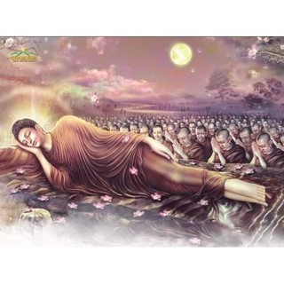 Tranh đính đá toàn bộ phật thích ca mô ni dáng nằm rất đẹp