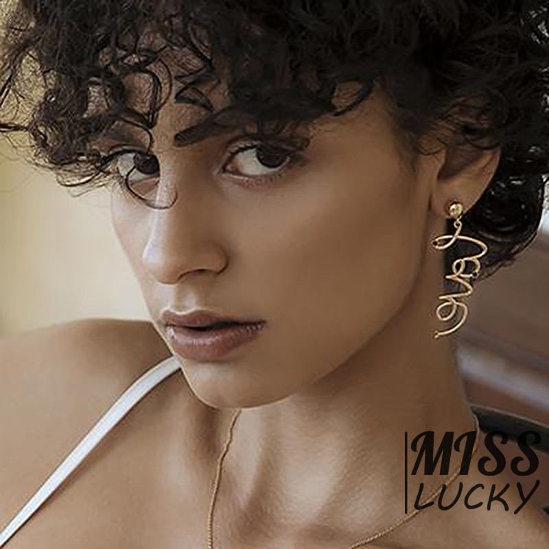 Khuyên tai hình chữ cái đính đá phong cách bohemian thanh lịch dành cho nữ