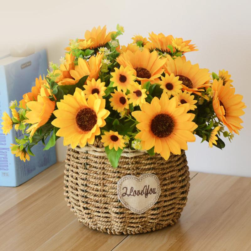Bó Hoa Hướng Dương Giả Bằng Lụa Dùng Trang Trí DIY
