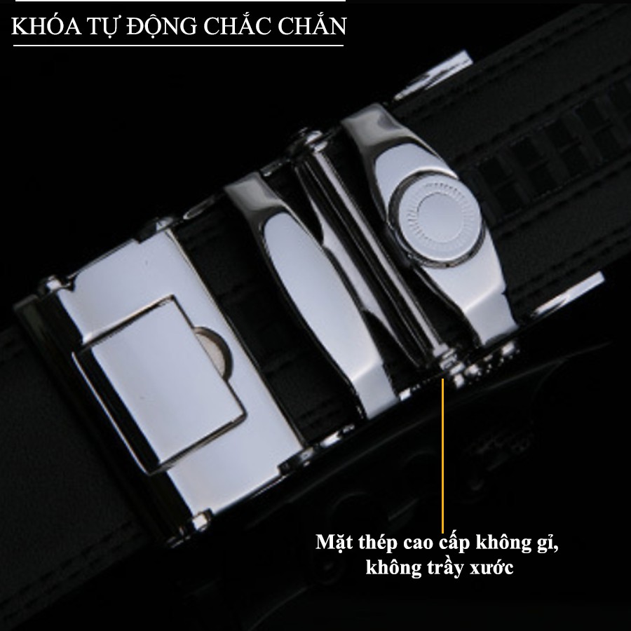Thắt Lưng Da Đẹp, Dây Nịt Nam VD01 Khóa Kim Loại Tự động Cao Cấp, Bản 3,5cm, Phù Hợp Mặc Quần Âu, Thời Trang Công Sở