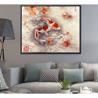 Tranh sơn dầu tự tô mẫu cá vàng
