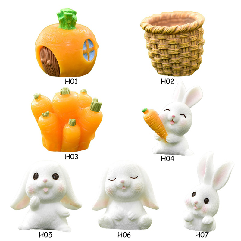 Tượng mô hình trang trí hình chú chó và cà rốt đáng yêu