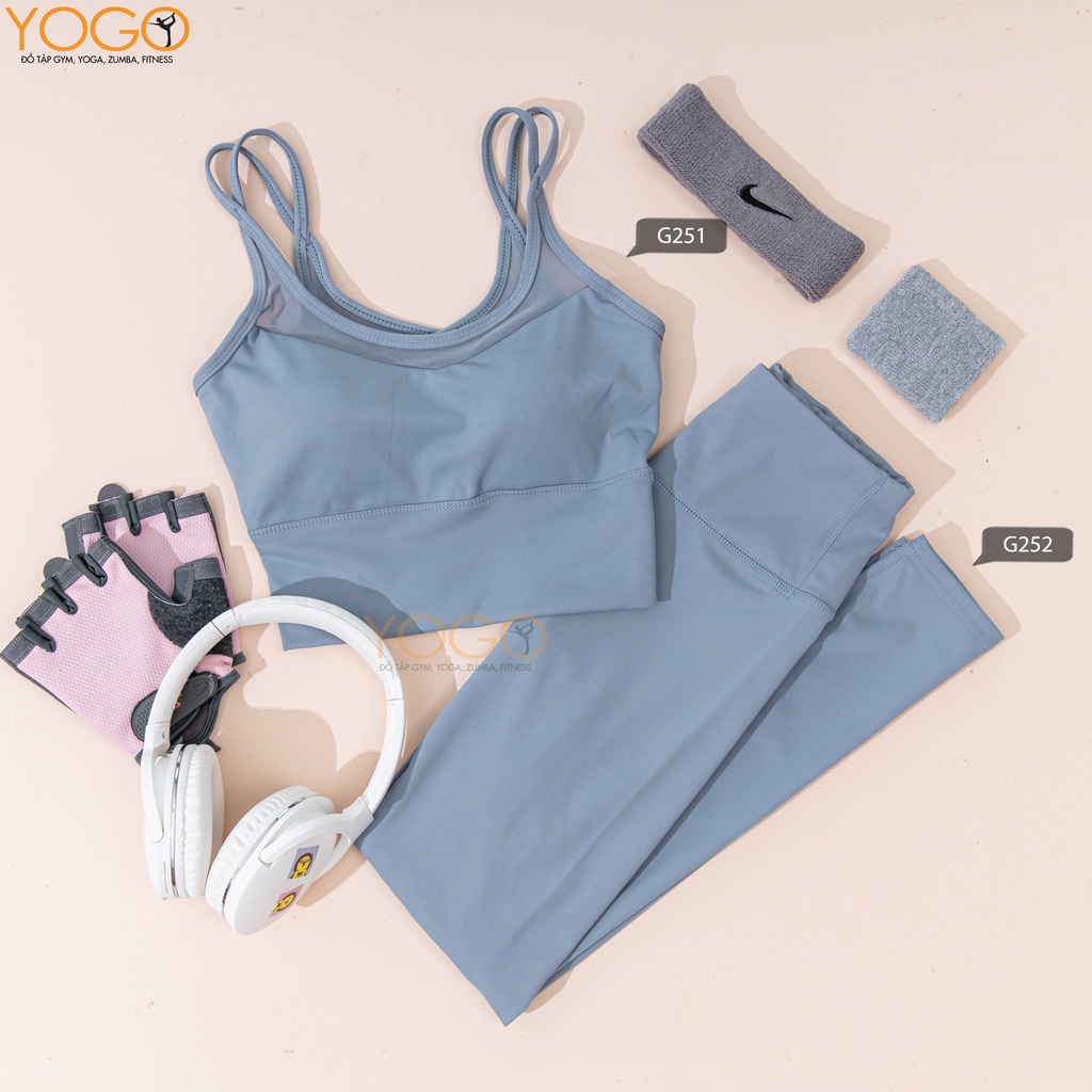 Set áo bra tập + quần tập dài legging ôm sát nâng cơ nhiều màu cao cấp YOGO G251 + G252