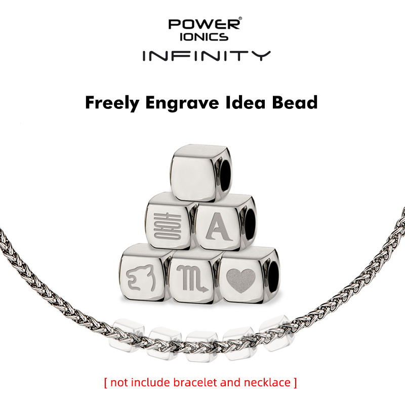 ĐIỆN IONICS POWER IONICS INFINITY Dòng vô tận Thời trang Sáng tạo Thép titan vuông Hạt mặt dây chuyề