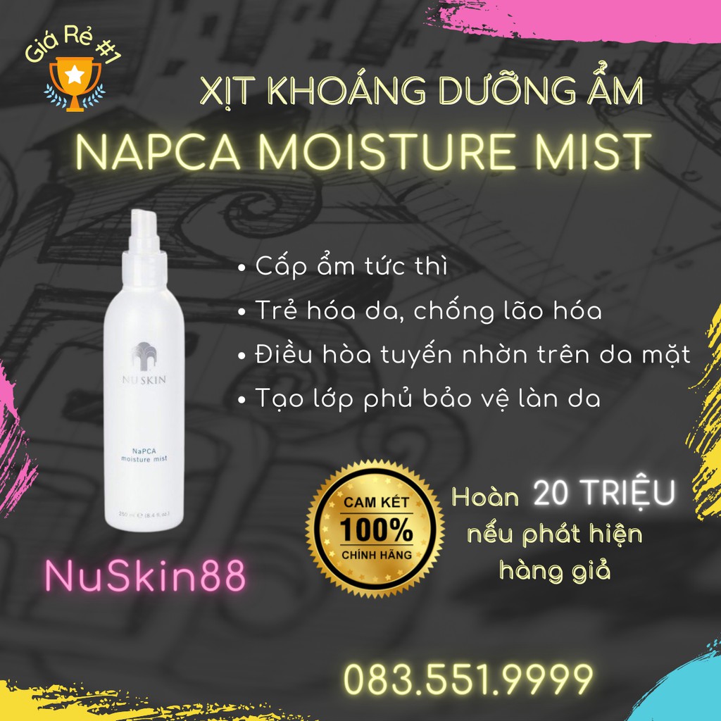 Xịt khoáng dưỡng ẩm Nuskin NaPCA Moisture Mist chống lão hóa 250ml