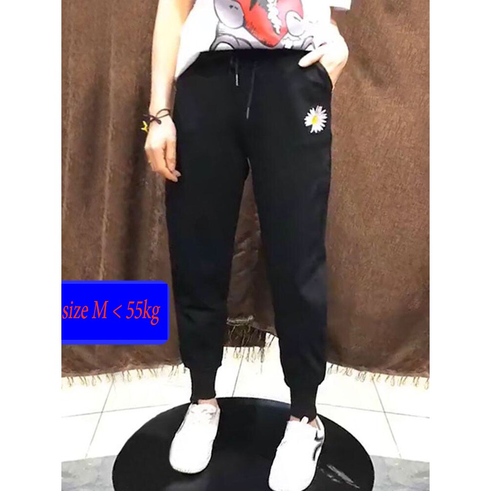 ⚡️[VIDEO THỰC TẾ] ⚡️- Quần Jogger Unisex nam nữ thêu HOA CÚC 2 size M và L thời trang E013
