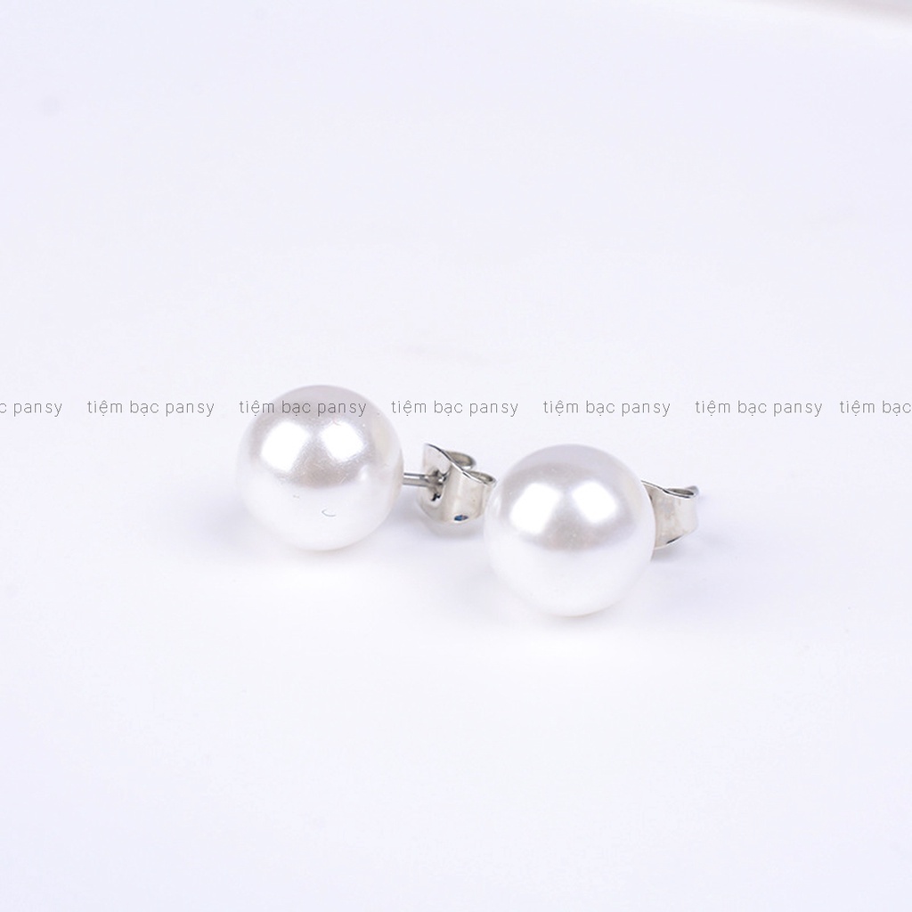 Khuyên tai bạc Ngọc trai nhân tạo cho nữ với chốt bạc ta 925 làm thẳng chắc chắn, kiểu dáng sang trọng