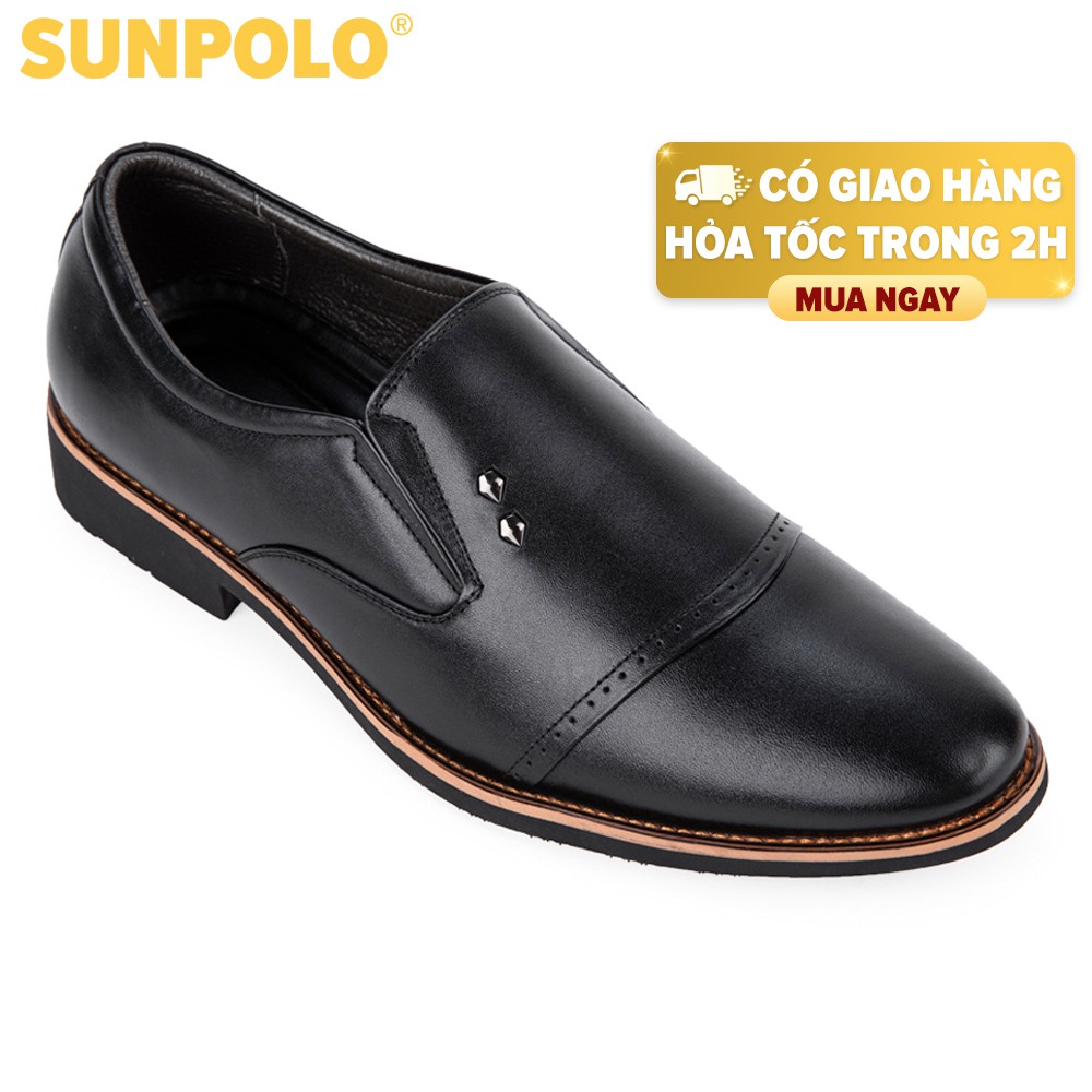 Giày Nam Da Bò SUNPOLO Đen Nâu - SPH309