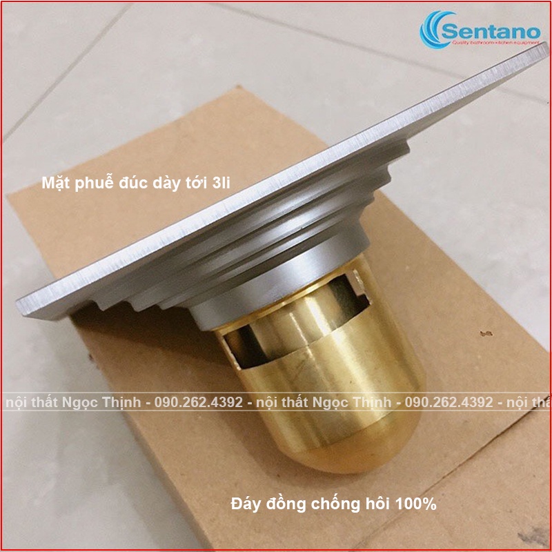 [LOẠI 1] Phễu thoát sàn hố ga SENTANO LR-04 CHỐNG HÔI TUYỆT ĐỐI đúc dày nặng bằng đồng cao cấp thoát nước nhanh