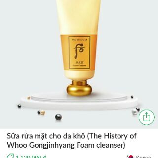 Sữa rửa mặt. Whoo vàng