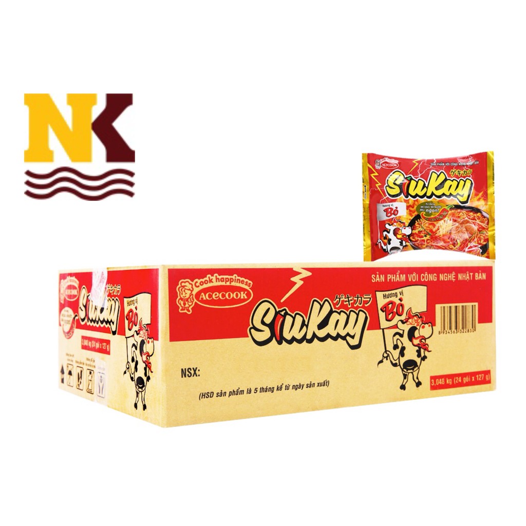 ACECOOK Mì siukay vị bò 127g x 24 gói